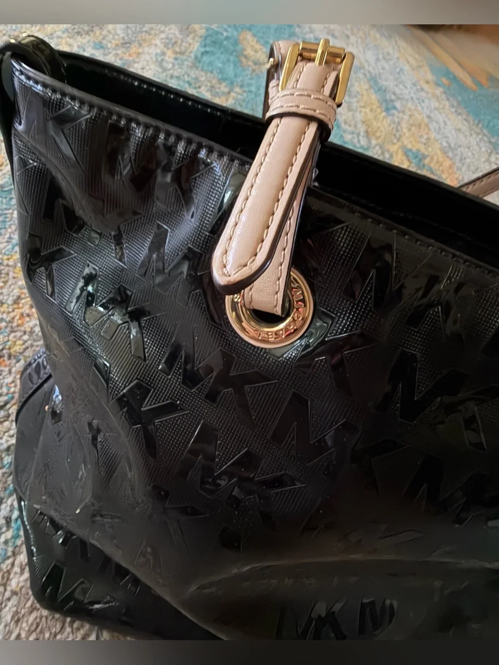 Michael Kors Jet Set Signature Patent Leather Tote
